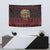 Wreath and Santa Dog in Red Tapestry with Black Holiday Pattern Design - Wonder Print Shop