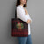 Wreath and Santa Dog in Red Tote Bag with Black Holiday Pattern Design - Wonder Print Shop