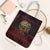 Wreath and Santa Dog in Red Tote Bag with Black Holiday Pattern Design - Wonder Print Shop