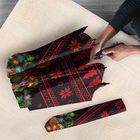Wreath and Santa Dog in Red Umbrella with Black Holiday Pattern Design - Wonder Print Shop