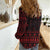 Wreath and Santa Dog in Red Women Casual Shirt with Black Holiday Pattern Design - Wonder Print Shop