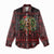 Wreath and Santa Dog in Red Women Casual Shirt with Black Holiday Pattern Design - Wonder Print Shop