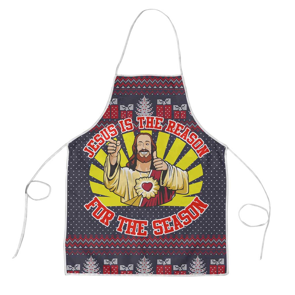 Jesus Is The Reason For The Season Christmas Apron Funny Xmas Holiday Patterns - Wonder Print Shop