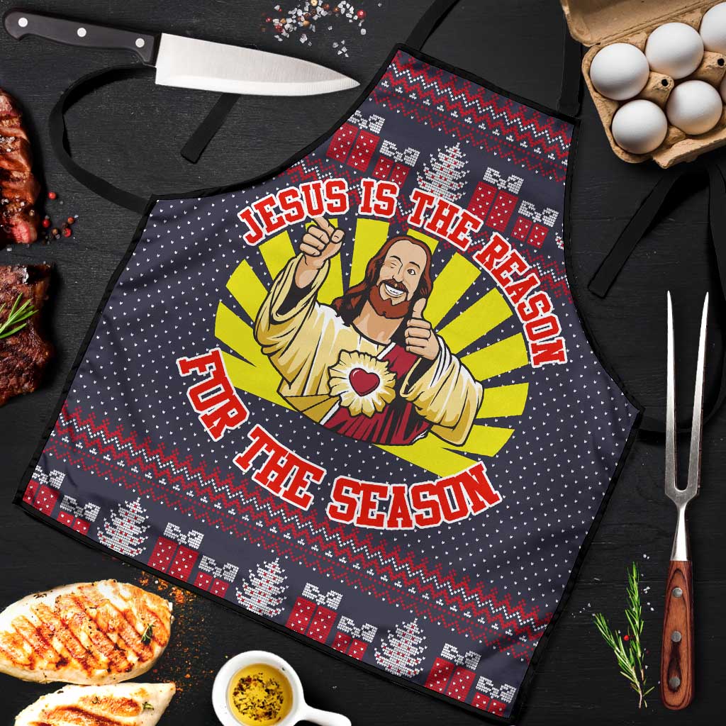 Jesus Is The Reason For The Season Christmas Apron Funny Xmas Holiday Patterns - Wonder Print Shop