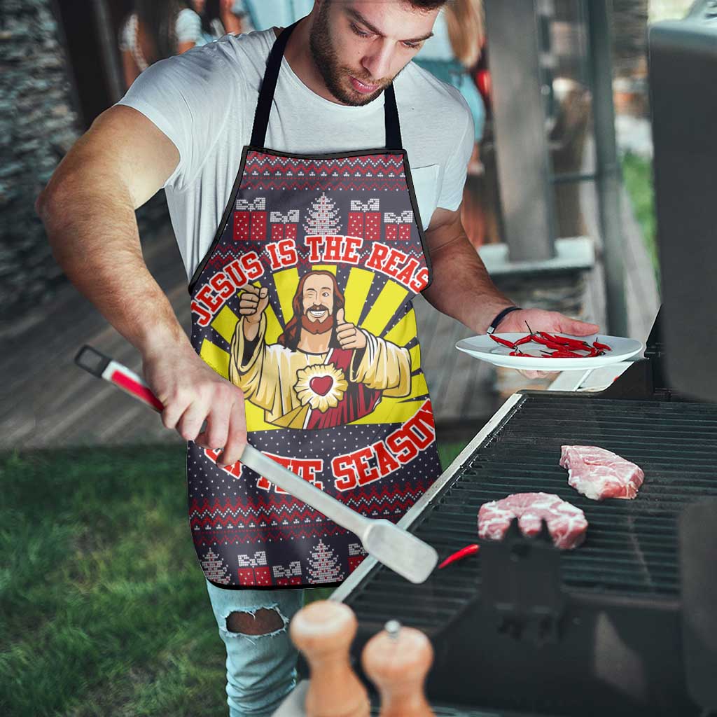 Jesus Is The Reason For The Season Christmas Apron Funny Xmas Holiday Patterns - Wonder Print Shop