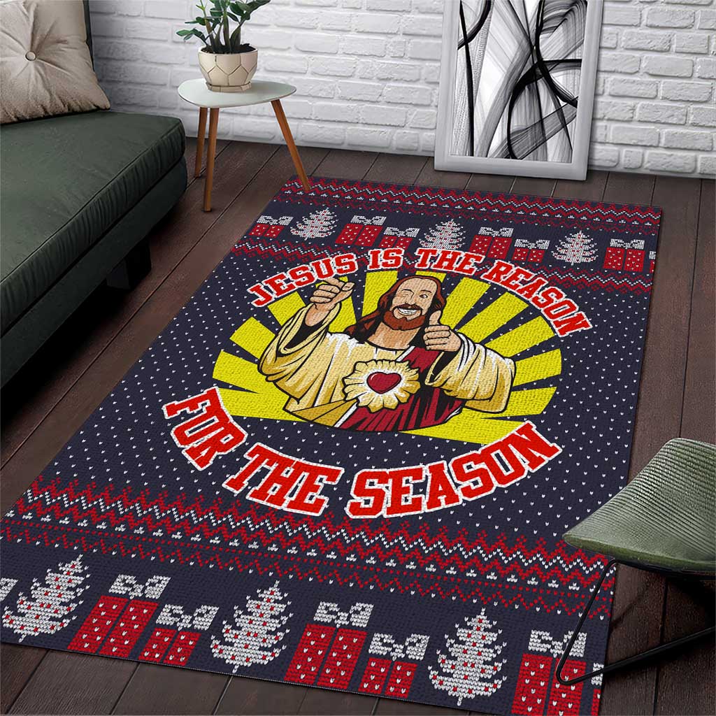 Jesus Is The Reason For The Season Christmas Area Rug Funny Xmas Holiday Patterns - Wonder Print Shop