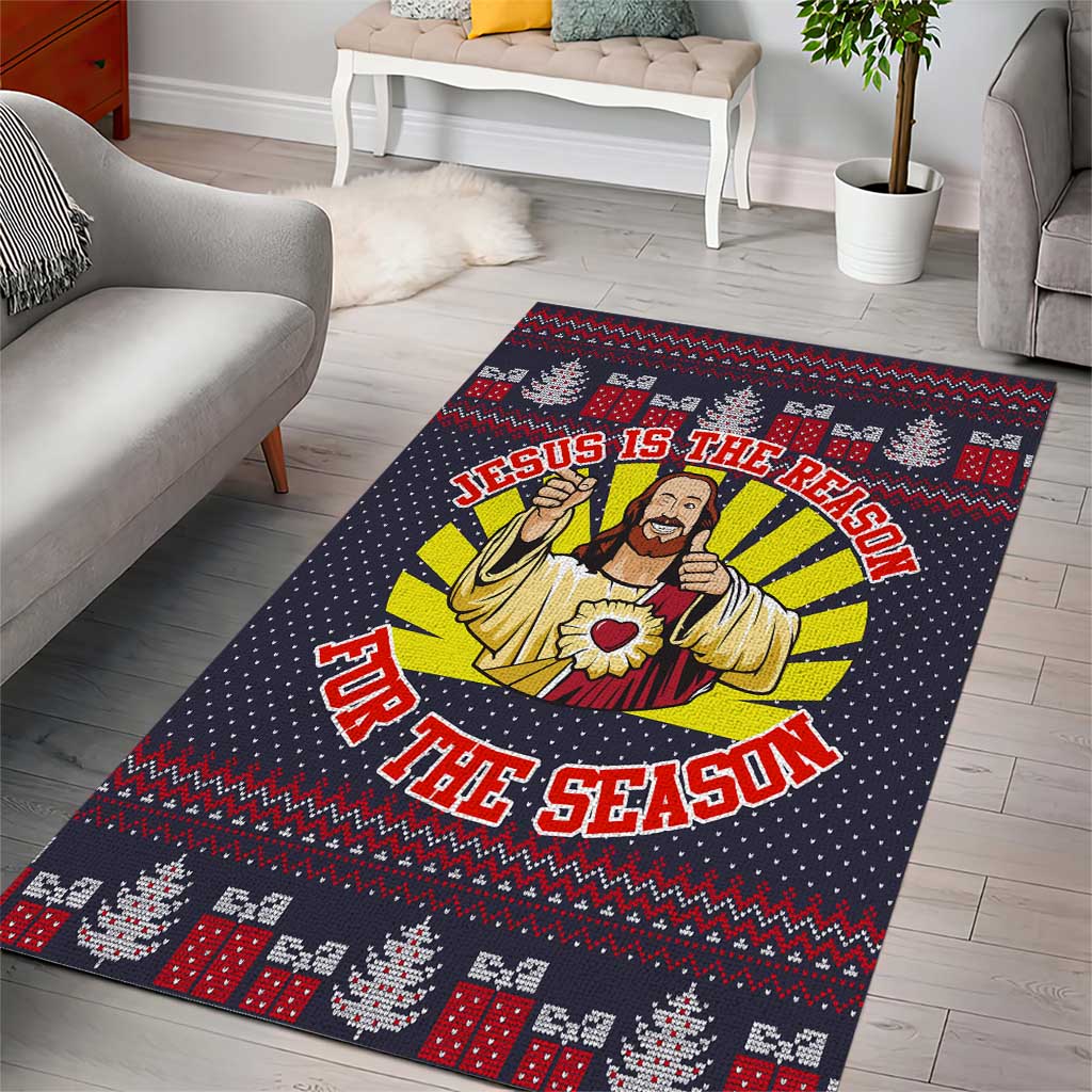 Jesus Is The Reason For The Season Christmas Area Rug Funny Xmas Holiday Patterns - Wonder Print Shop