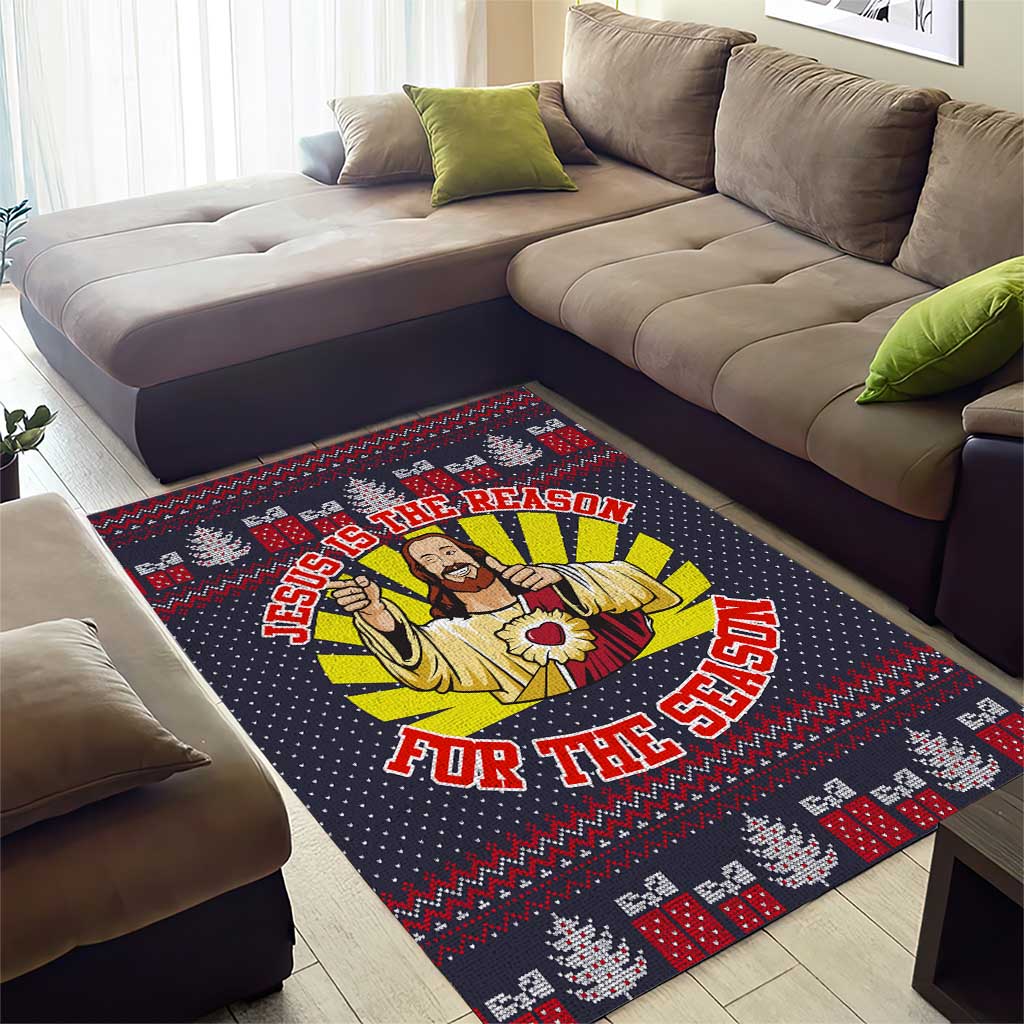 Jesus Is The Reason For The Season Christmas Area Rug Funny Xmas Holiday Patterns - Wonder Print Shop