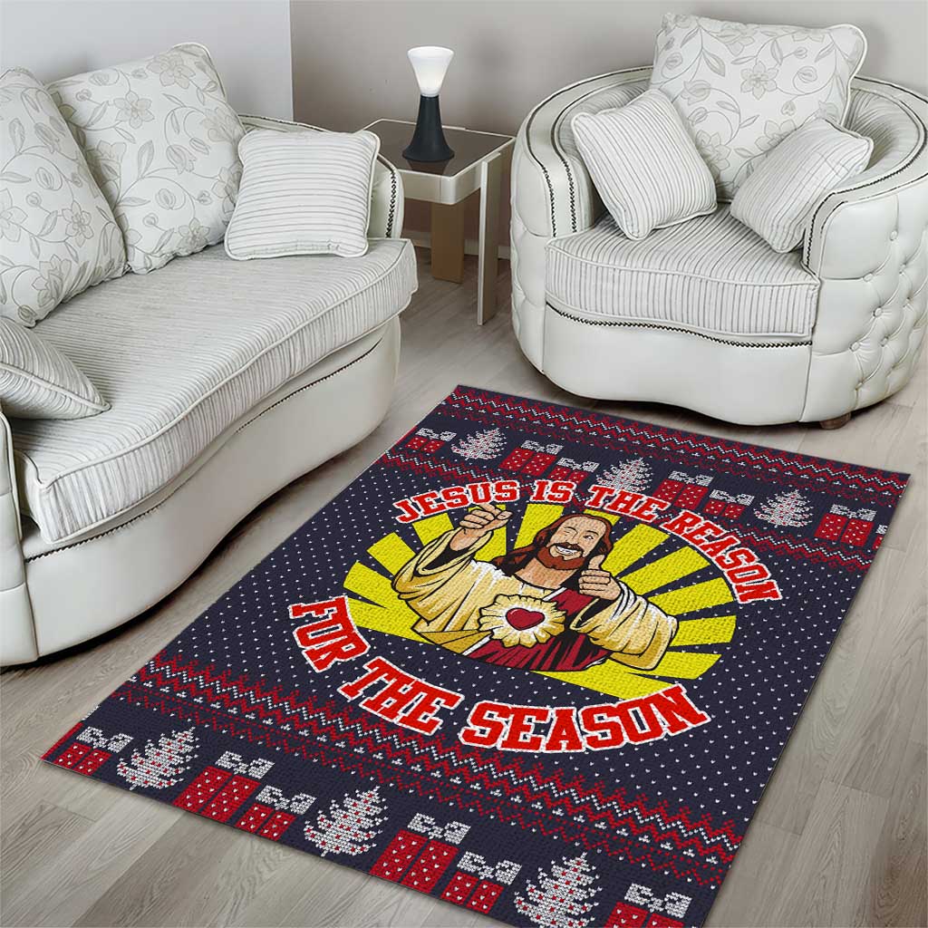 Jesus Is The Reason For The Season Christmas Area Rug Funny Xmas Holiday Patterns - Wonder Print Shop