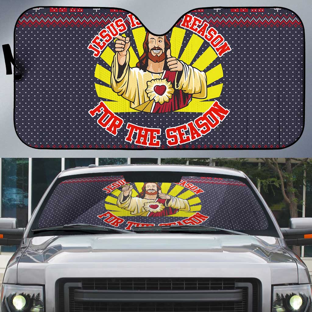 Jesus Is The Reason For The Season Christmas Auto Sun Shade Funny Xmas Holiday Patterns - Wonder Print Shop