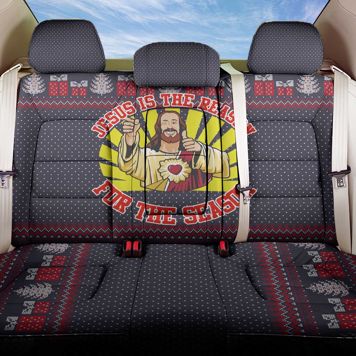 Jesus Is The Reason For The Season Christmas Back Car Seat Cover Funny Xmas Holiday Patterns - Wonder Print Shop