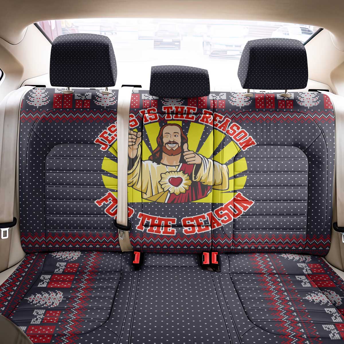 Jesus Is The Reason For The Season Christmas Back Car Seat Cover Funny Xmas Holiday Patterns - Wonder Print Shop