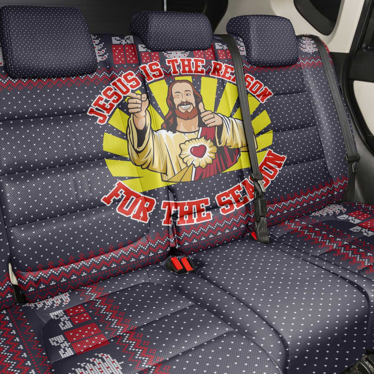 Jesus Is The Reason For The Season Christmas Back Car Seat Cover Funny Xmas Holiday Patterns - Wonder Print Shop