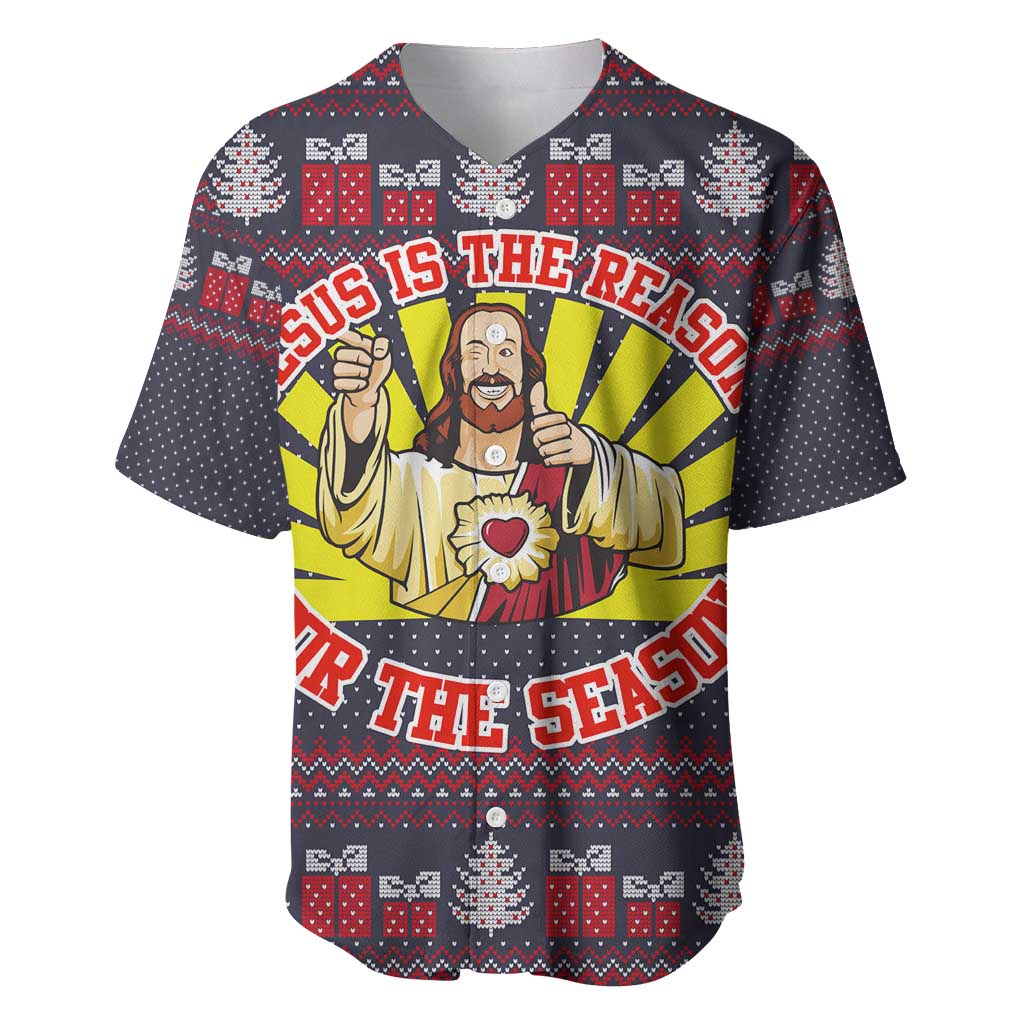 Jesus Is The Reason For The Season Christmas Baseball Jersey Funny Xmas Holiday Patterns - Wonder Print Shop