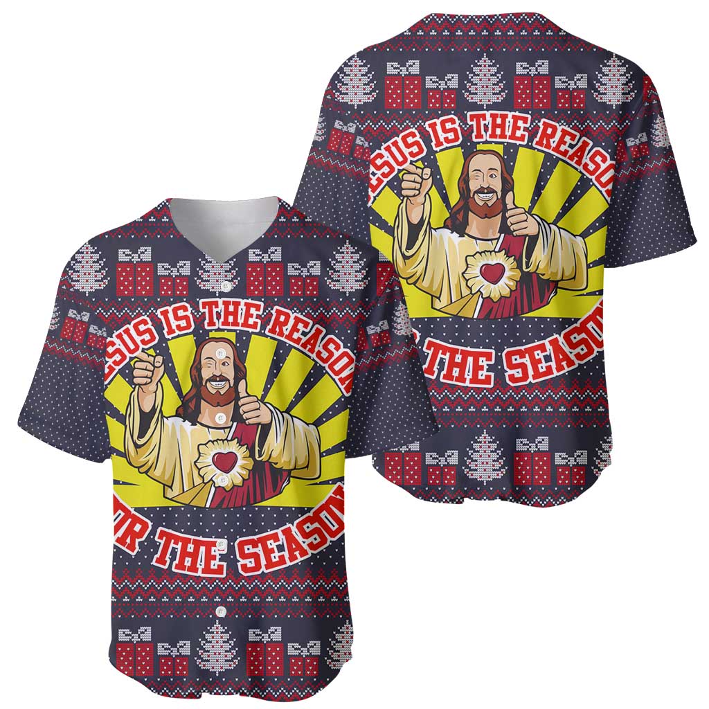 Jesus Is The Reason For The Season Christmas Baseball Jersey Funny Xmas Holiday Patterns - Wonder Print Shop