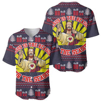 Jesus Is The Reason For The Season Christmas Baseball Jersey Funny Xmas Holiday Patterns - Wonder Print Shop