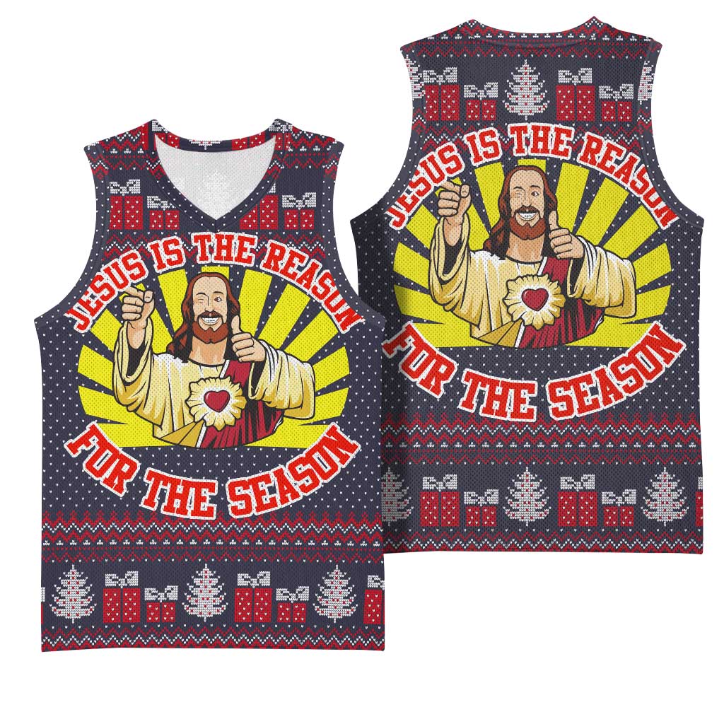 Jesus Is The Reason For The Season Christmas Basketball Jersey Funny Xmas Holiday Patterns - Wonder Print Shop