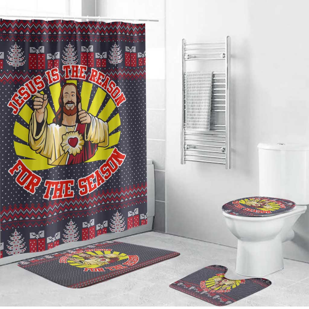 Jesus Is The Reason For The Season Christmas Bathroom Set Funny Xmas Holiday Patterns - Wonder Print Shop