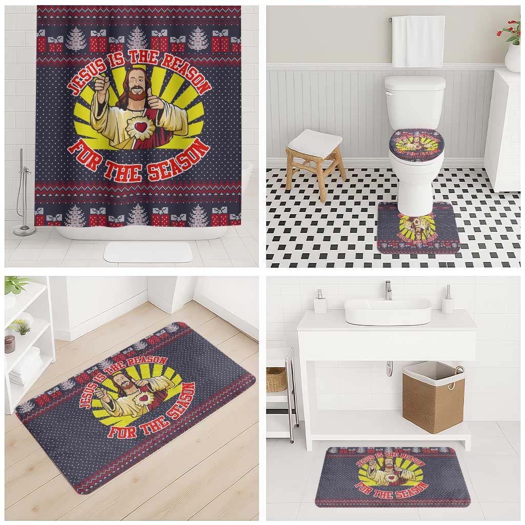 Jesus Is The Reason For The Season Christmas Bathroom Set Funny Xmas Holiday Patterns - Wonder Print Shop