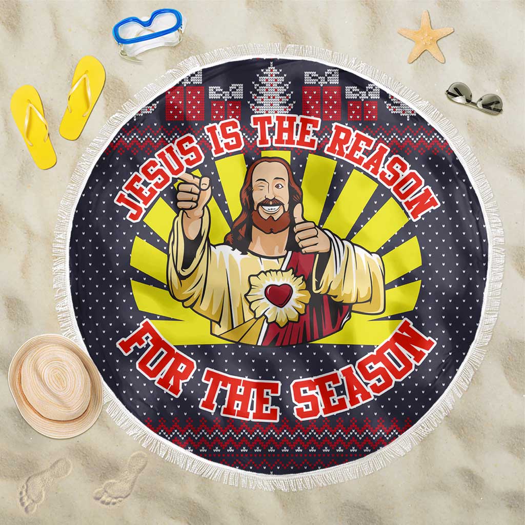 Jesus Is The Reason For The Season Christmas Beach Blanket Funny Xmas Holiday Patterns - Wonder Print Shop