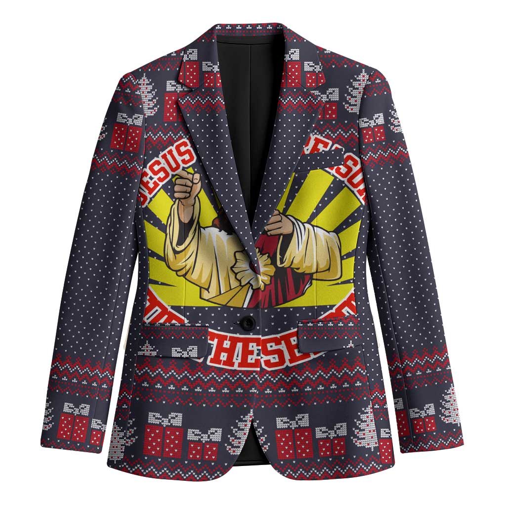 Jesus Is The Reason For The Season Christmas Blazer Funny Xmas Holiday Patterns - Wonder Print Shop
