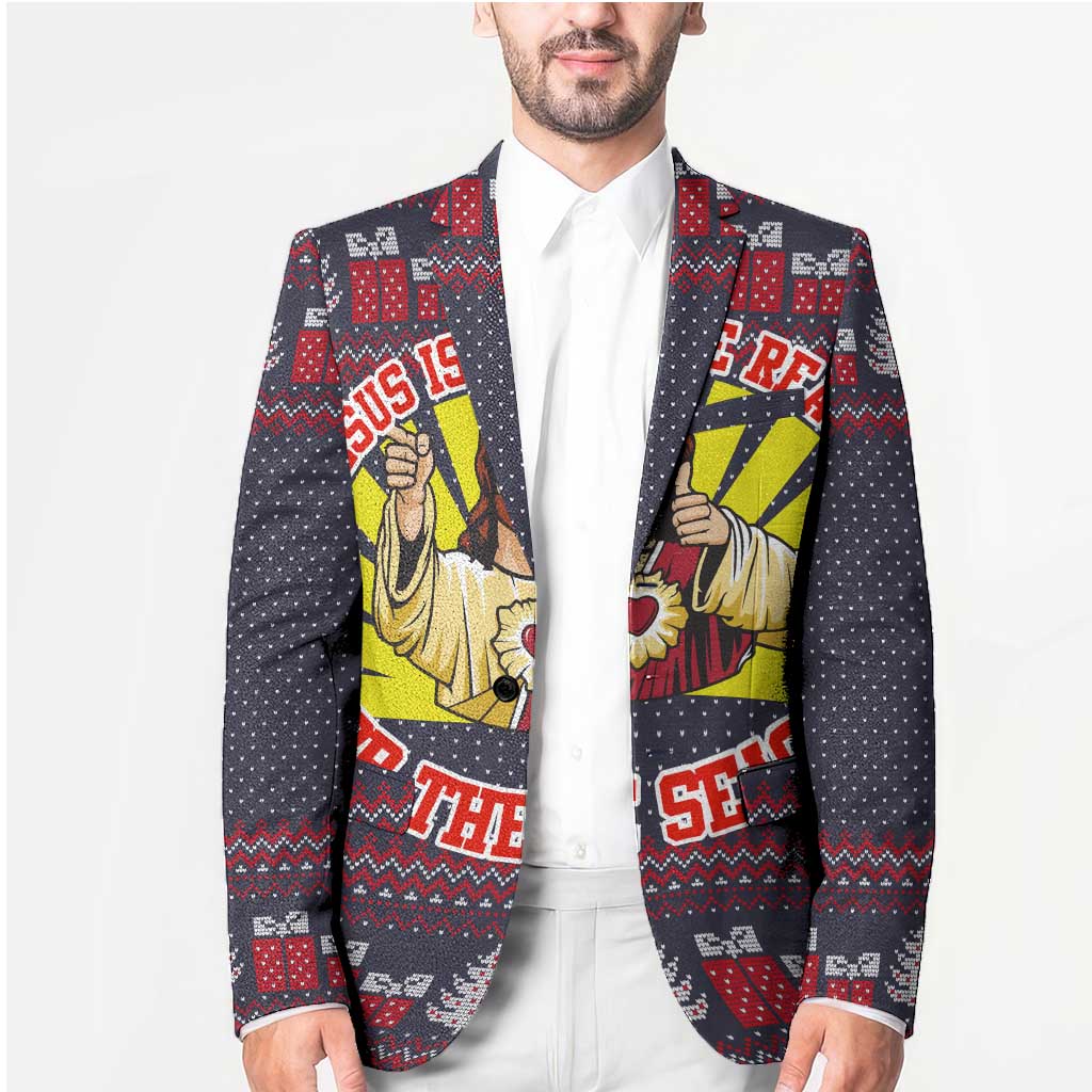 Jesus Is The Reason For The Season Christmas Blazer Funny Xmas Holiday Patterns - Wonder Print Shop