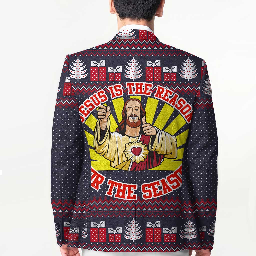 Jesus Is The Reason For The Season Christmas Blazer Funny Xmas Holiday Patterns - Wonder Print Shop