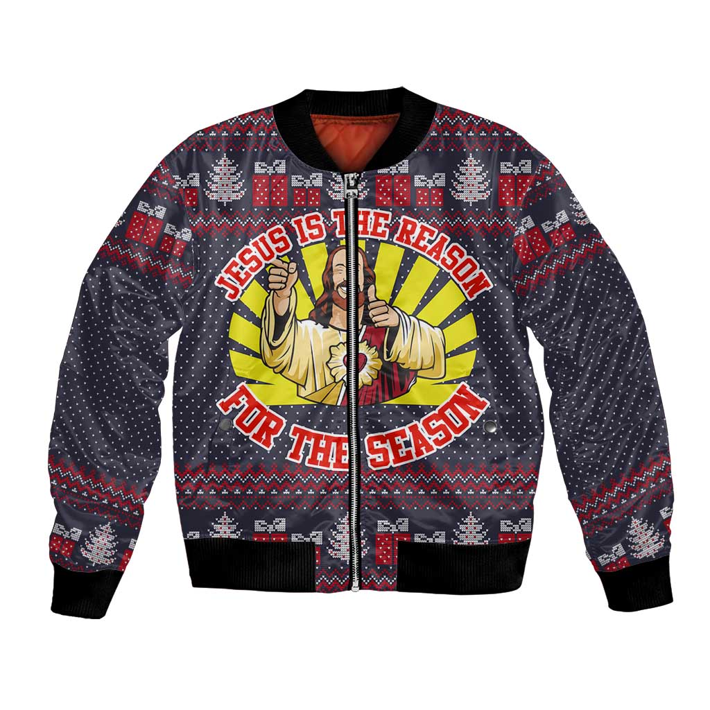 Jesus Is The Reason For The Season Christmas Bomber Jacket Funny Xmas Holiday Patterns - Wonder Print Shop