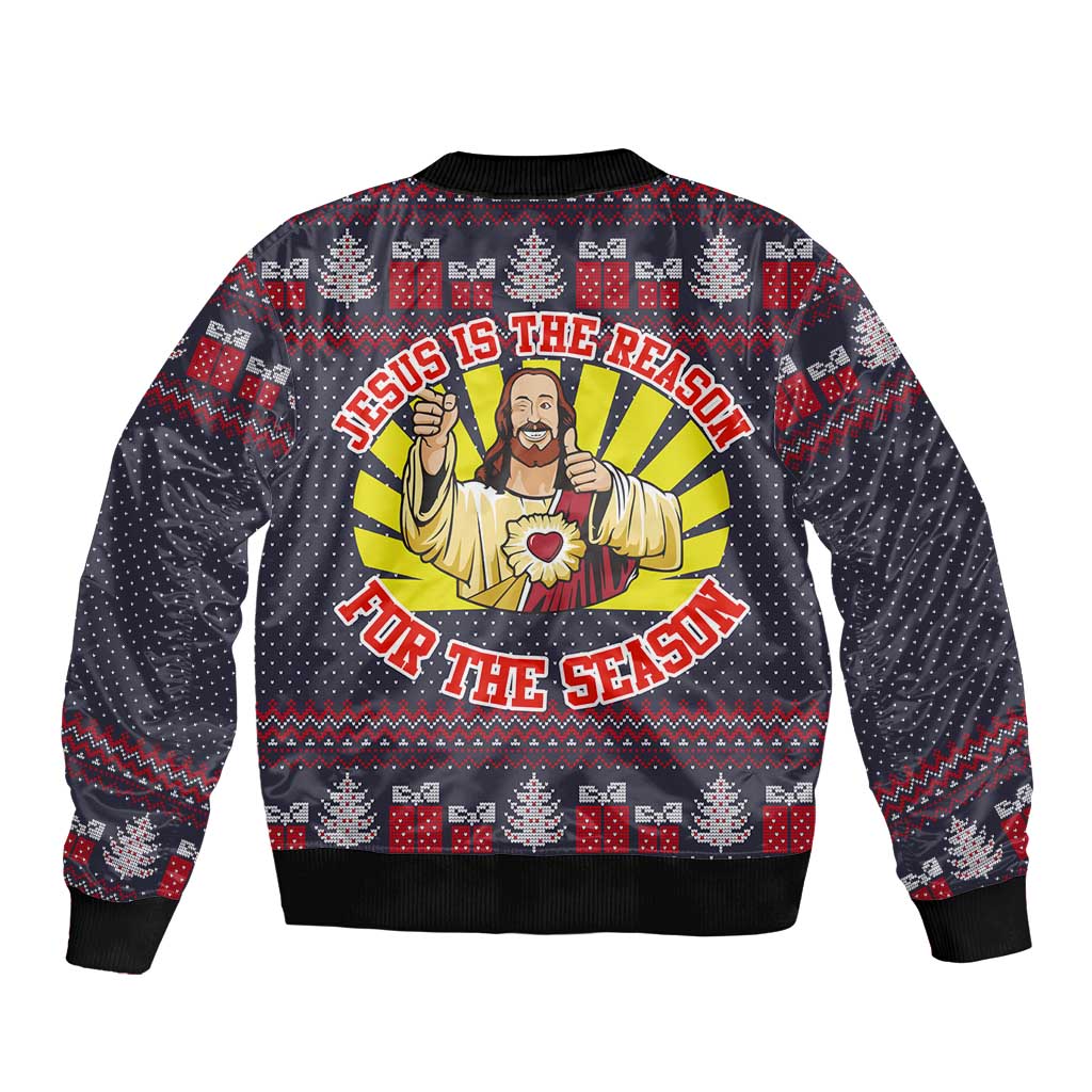 Jesus Is The Reason For The Season Christmas Bomber Jacket Funny Xmas Holiday Patterns - Wonder Print Shop