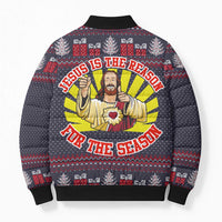 Jesus Is The Reason For The Season Christmas Bomber Puffer Jacket Funny Xmas Holiday Patterns - Wonder Print Shop