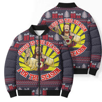 Jesus Is The Reason For The Season Christmas Bomber Puffer Jacket Funny Xmas Holiday Patterns - Wonder Print Shop