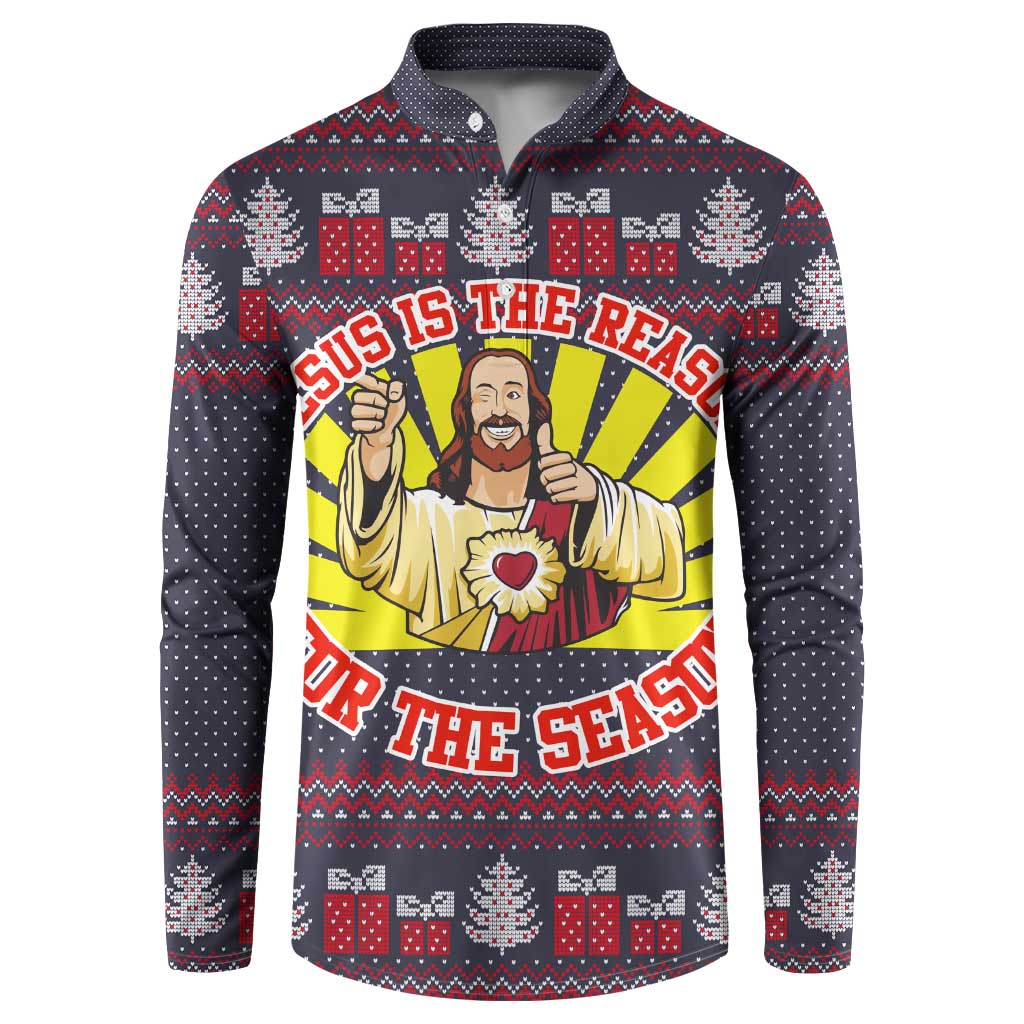 Jesus Is The Reason For The Season Christmas Button Sweatshirt Funny Xmas Holiday Patterns - Wonder Print Shop