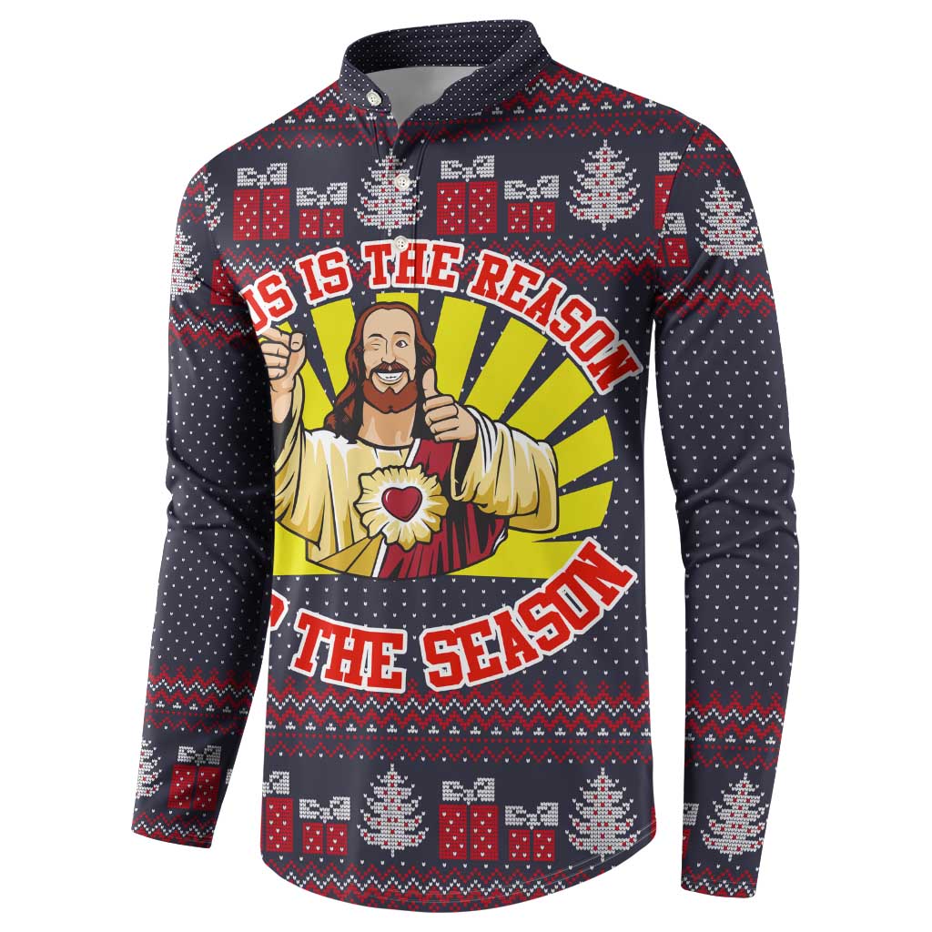 Jesus Is The Reason For The Season Christmas Button Sweatshirt Funny Xmas Holiday Patterns - Wonder Print Shop