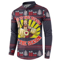 Jesus Is The Reason For The Season Christmas Button Sweatshirt Funny Xmas Holiday Patterns - Wonder Print Shop