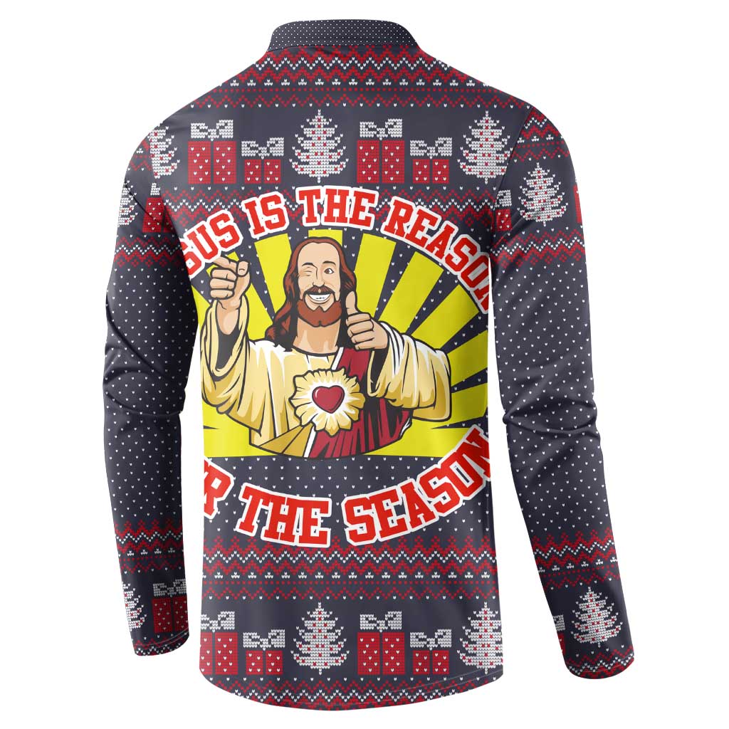 Jesus Is The Reason For The Season Christmas Button Sweatshirt Funny Xmas Holiday Patterns - Wonder Print Shop