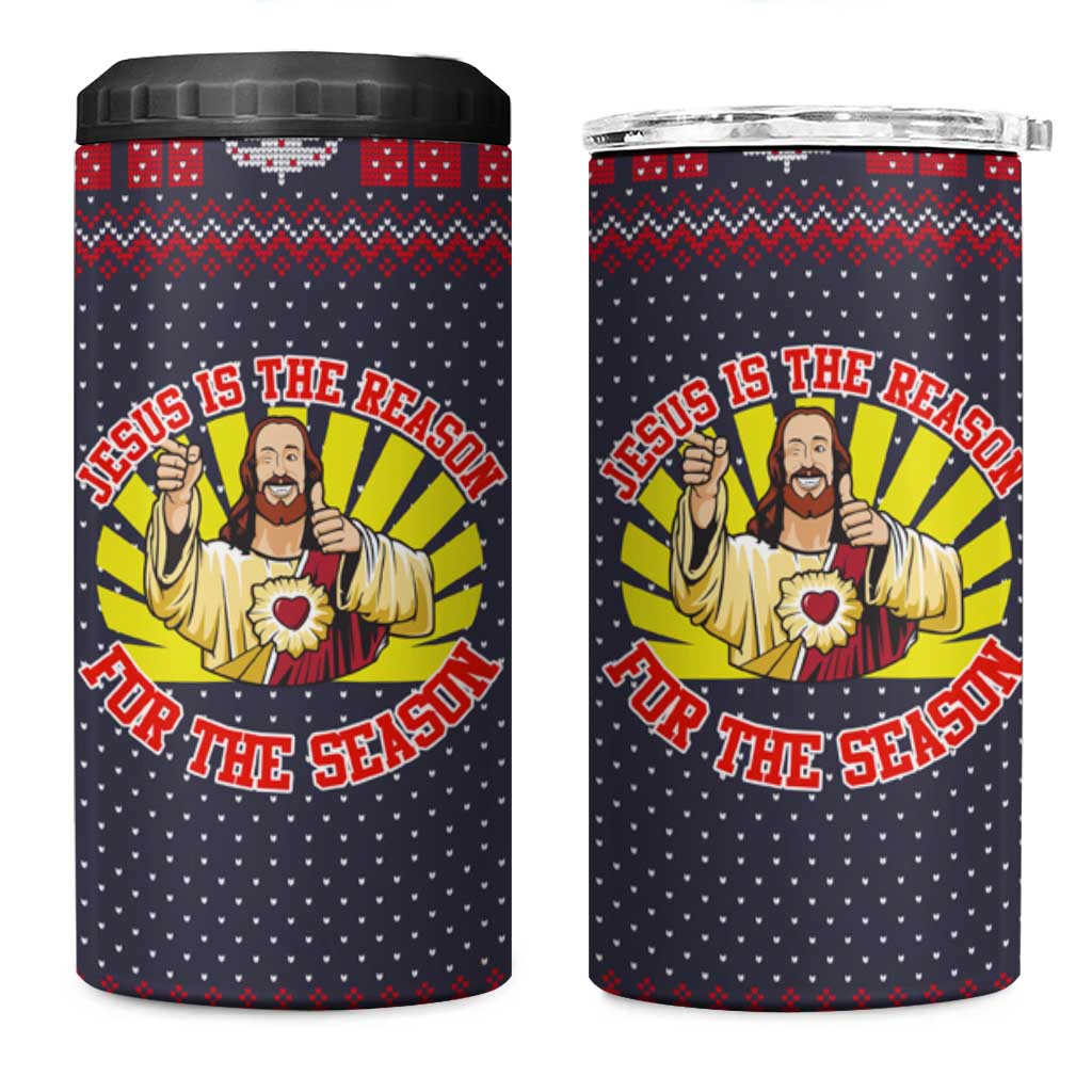 Jesus Is The Reason For The Season Christmas 4 in 1 Can Cooler Tumbler Funny Xmas Holiday Patterns - Wonder Print Shop