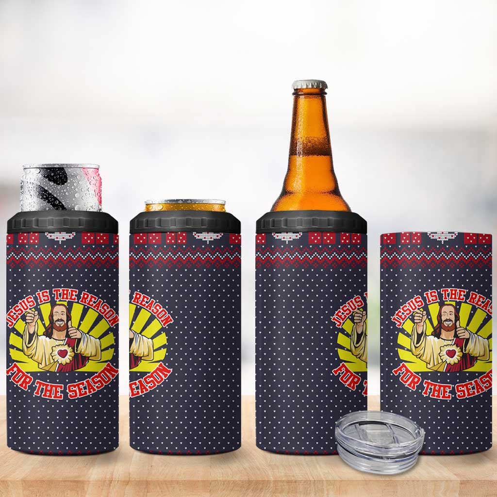 Jesus Is The Reason For The Season Christmas 4 in 1 Can Cooler Tumbler Funny Xmas Holiday Patterns - Wonder Print Shop
