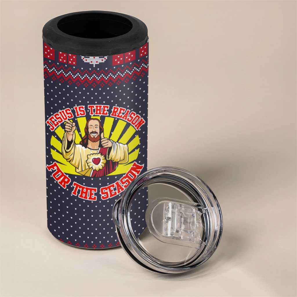 Jesus Is The Reason For The Season Christmas 4 in 1 Can Cooler Tumbler Funny Xmas Holiday Patterns - Wonder Print Shop
