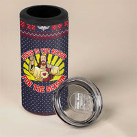 Jesus Is The Reason For The Season Christmas 4 in 1 Can Cooler Tumbler Funny Xmas Holiday Patterns - Wonder Print Shop
