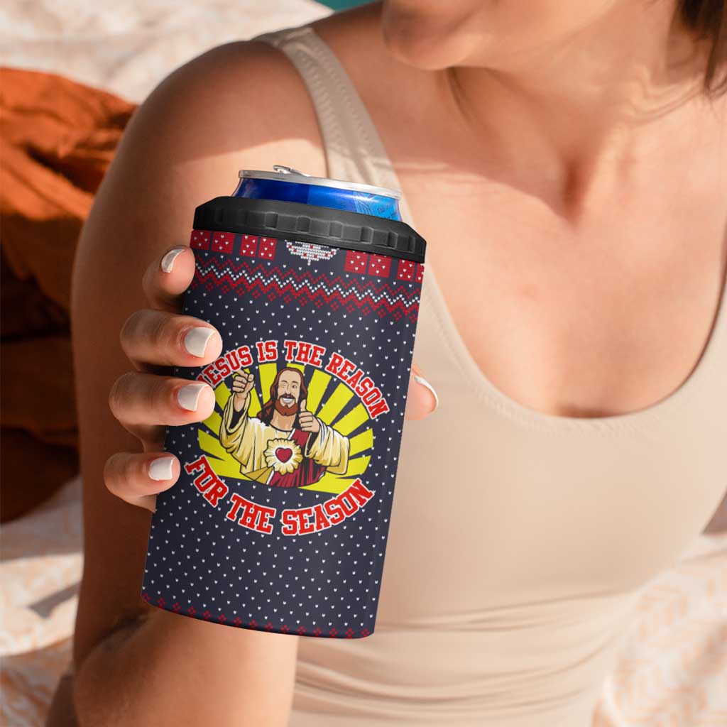 Jesus Is The Reason For The Season Christmas 4 in 1 Can Cooler Tumbler Funny Xmas Holiday Patterns - Wonder Print Shop