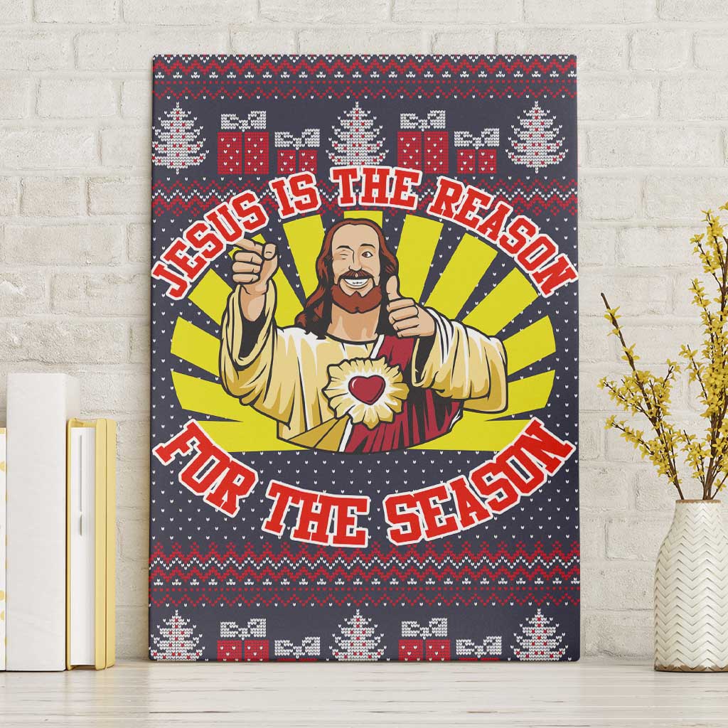 Jesus Is The Reason For The Season Christmas Canvas Wall Art Funny Xmas Holiday Patterns - Wonder Print Shop