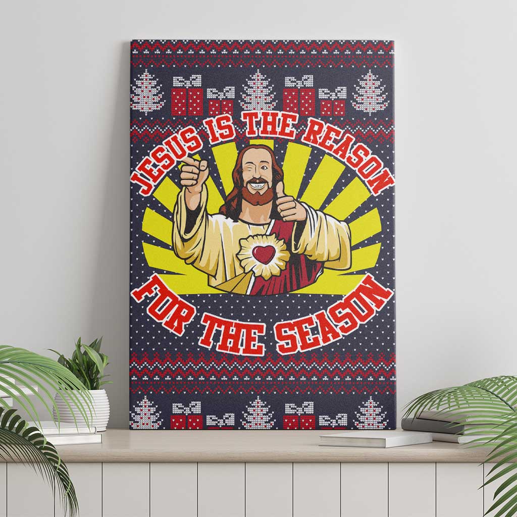 Jesus Is The Reason For The Season Christmas Canvas Wall Art Funny Xmas Holiday Patterns - Wonder Print Shop