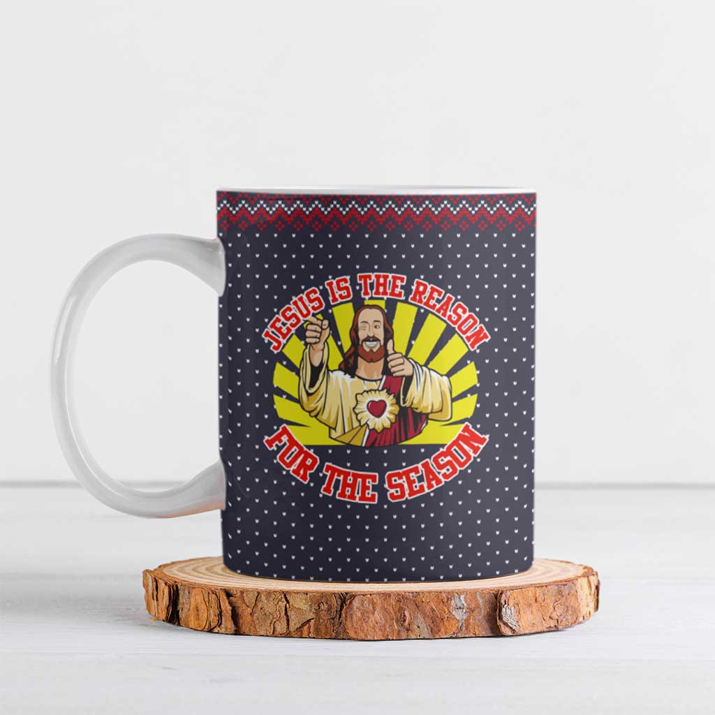Jesus Is The Reason For The Season Christmas Ceramic Mug Funny Xmas Holiday Patterns - Wonder Print Shop