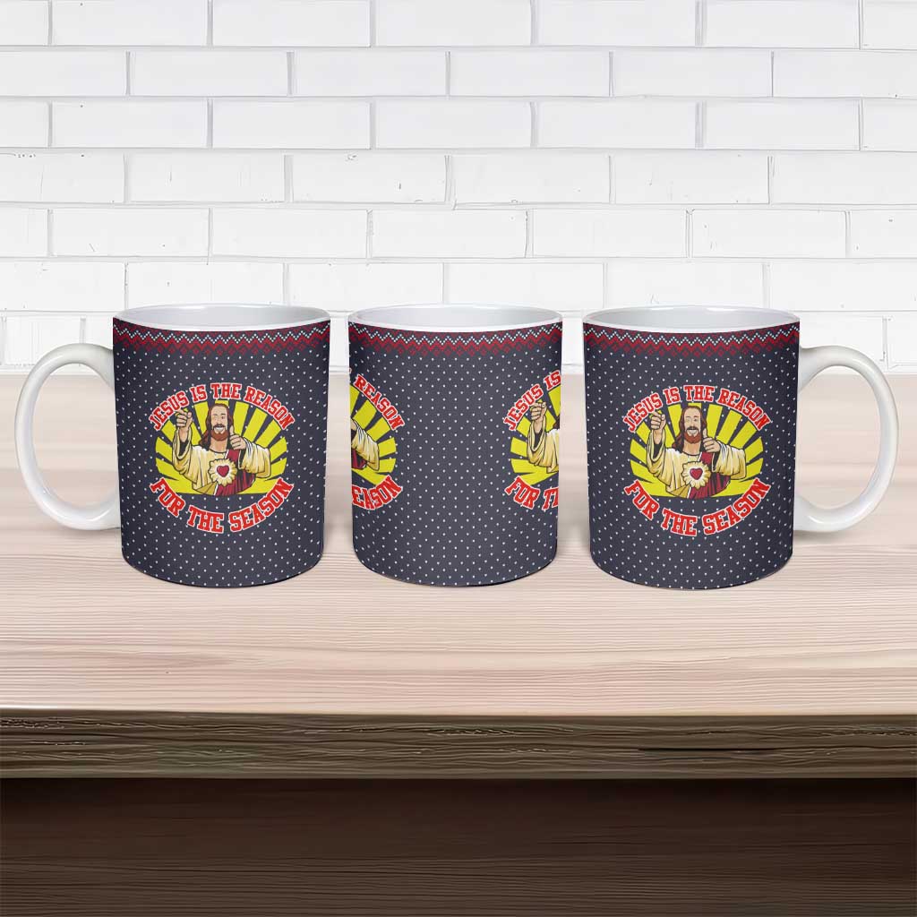 Jesus Is The Reason For The Season Christmas Ceramic Mug Funny Xmas Holiday Patterns - Wonder Print Shop