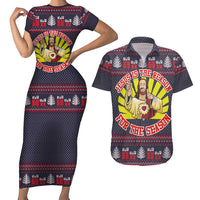 Jesus Is The Reason For The Season Christmas Couples Matching Short Sleeve Bodycon Dress and Hawaiian Shirt Funny Xmas Holiday Patterns - Wonder Print Shop