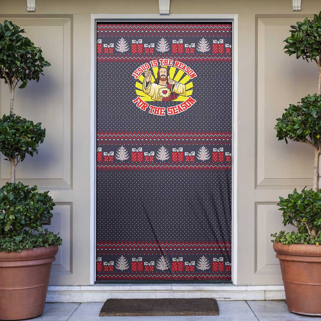 Jesus Is The Reason For The Season Christmas Door Cover Funny Xmas Holiday Patterns - Wonder Print Shop