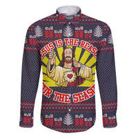 Jesus Is The Reason For The Season Christmas Family Matching Off The Shoulder Long Sleeve Dress and Hawaiian Shirt Funny Xmas Holiday Patterns - Wonder Print Shop