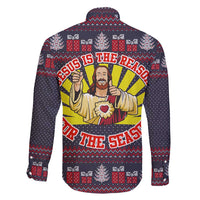 Jesus Is The Reason For The Season Christmas Family Matching Off Shoulder Maxi Dress and Hawaiian Shirt Funny Xmas Holiday Patterns - Wonder Print Shop