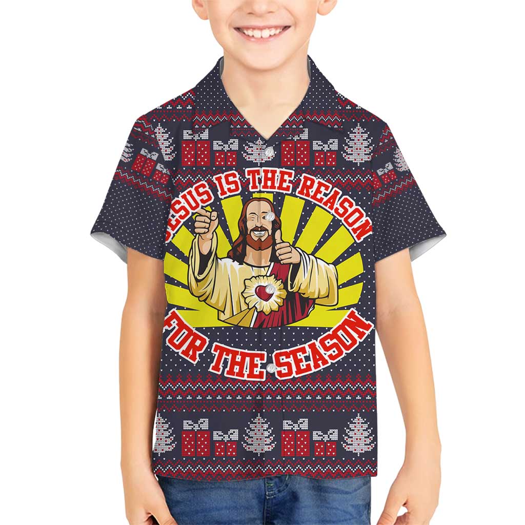 Jesus Is The Reason For The Season Christmas Family Matching Off Shoulder Maxi Dress and Hawaiian Shirt Funny Xmas Holiday Patterns - Wonder Print Shop