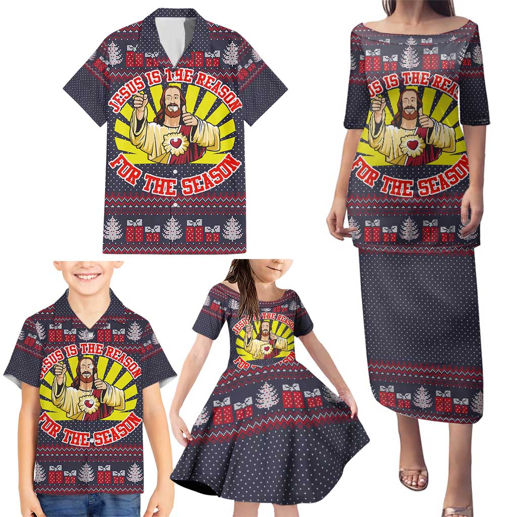 Jesus Is The Reason For The Season Christmas Family Matching Puletasi and Hawaiian Shirt Funny Xmas Holiday Patterns - Wonder Print Shop
